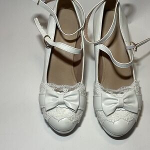 Women Sweet High Heel Pump Shoes Lady Bow Loo Top Collge Style High Heel SZ 7.5